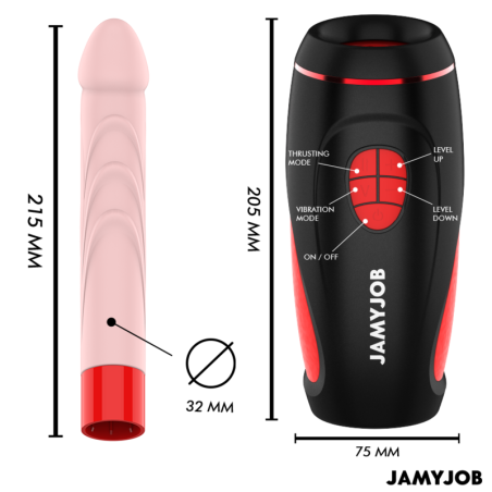 JAMYJOB - PYSTON BASE MASTURBADOR AUTOMÁTICO CON DILDO CONTROL REMOTO JAMYJOB