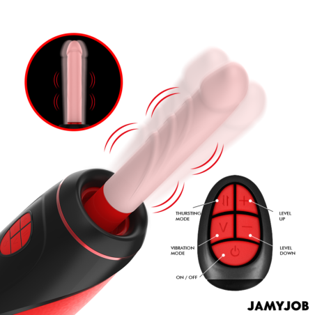JAMYJOB - PYSTON BASE MASTURBADOR AUTOMÁTICO CON DILDO CONTROL REMOTO JAMYJOB