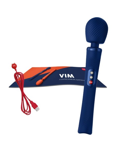 FUN FACTORY - VIM WAND RUMBLE VIBRADOR RECARGABLE SILICONA AZUL MEDIANOCHE FUN FACTORY