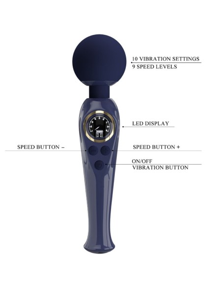 PRETTY LOVE - SKYLER VIBRADOR WAND AZUL PRETTY LOVE LED