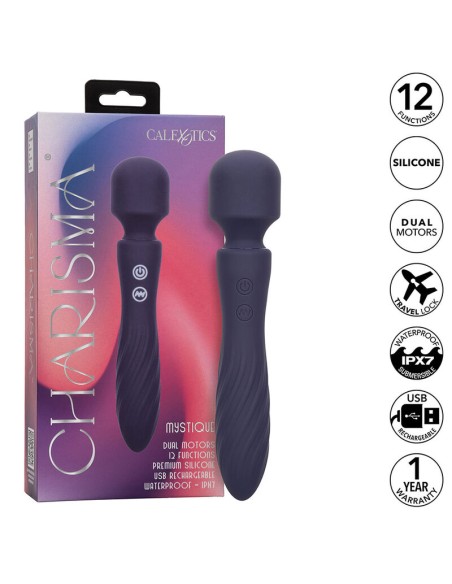 CALEXOTICS - CHARISMA MYSTIQUE MASAJEADOR DOBLE MOTOR 12 FUNCIONES 21,5 CM X 4,5 CM MORADO CALEXOTICS