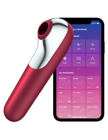 SATISFYER - DUAL LOVE VIBRADOR Y SUCCIONADOR CON AIRE PULSADO ROJO SATISFYER CONNECT