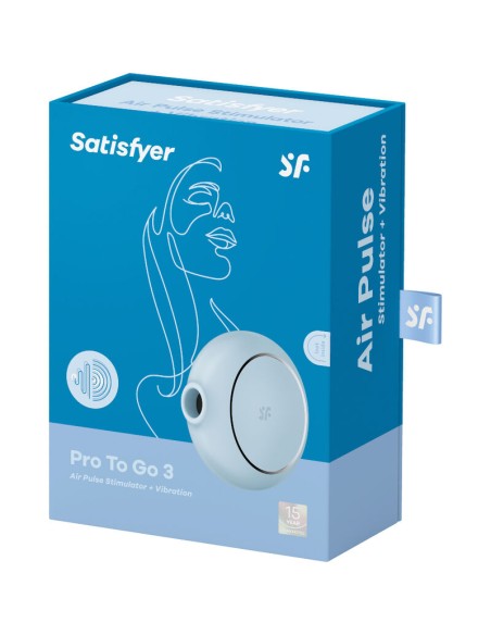 SATISFYER - PRO TO GO 3 ESTIMULADOR Y VIBRADOR DOBLE AZUL SATISFYER AIR PULSE