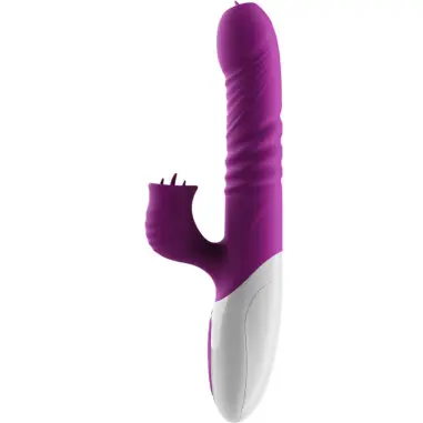 Vibrador & Thrusting Doble Lengua Efecto Calor Violeta