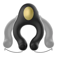 ARMONY - ANILLO VIBRADOR SILICONA 3 MOTORES RECARGABLE NEGRO - DORADO 2