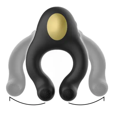 Anillo Vibrador Silicona 3 Motores Recargable Negro - Dorado