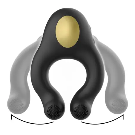Anillo Vibrador Silicona 3 Motores Recargable Negro - Dorado