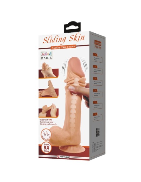 PRETTY LOVE - SLIDING SKIN SERIES DILDO REALÍSTICO CON VENTOSA PIEL DESLIZANTE CONTROL REMOTO NATURAL 24 CM 