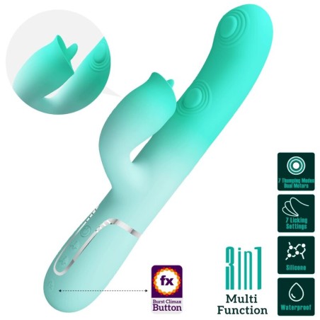 PRETTY LOVE - GIGI VIBRADOR RABBIT MULTIFUNCIÓN VERDE AGUA PRETTY LOVE FLIRTATION