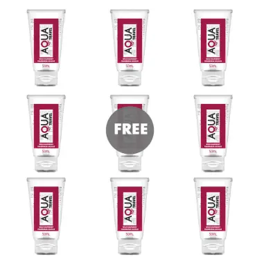AQUA TRAVEL - LUBRICANTE BASE AGUA SABOR FRAMBUESA SALVAJE - 50 ML 8+1 GRATIS