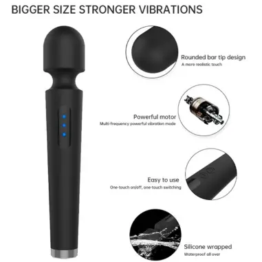X Power Large Masajeador & Vibrador 7 Vibraciones Negro