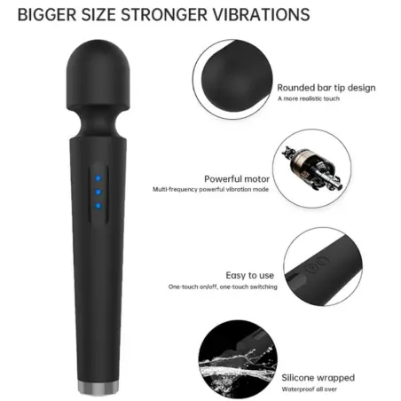 X Power Large Masajeador & Vibrador 7 Vibraciones Negro